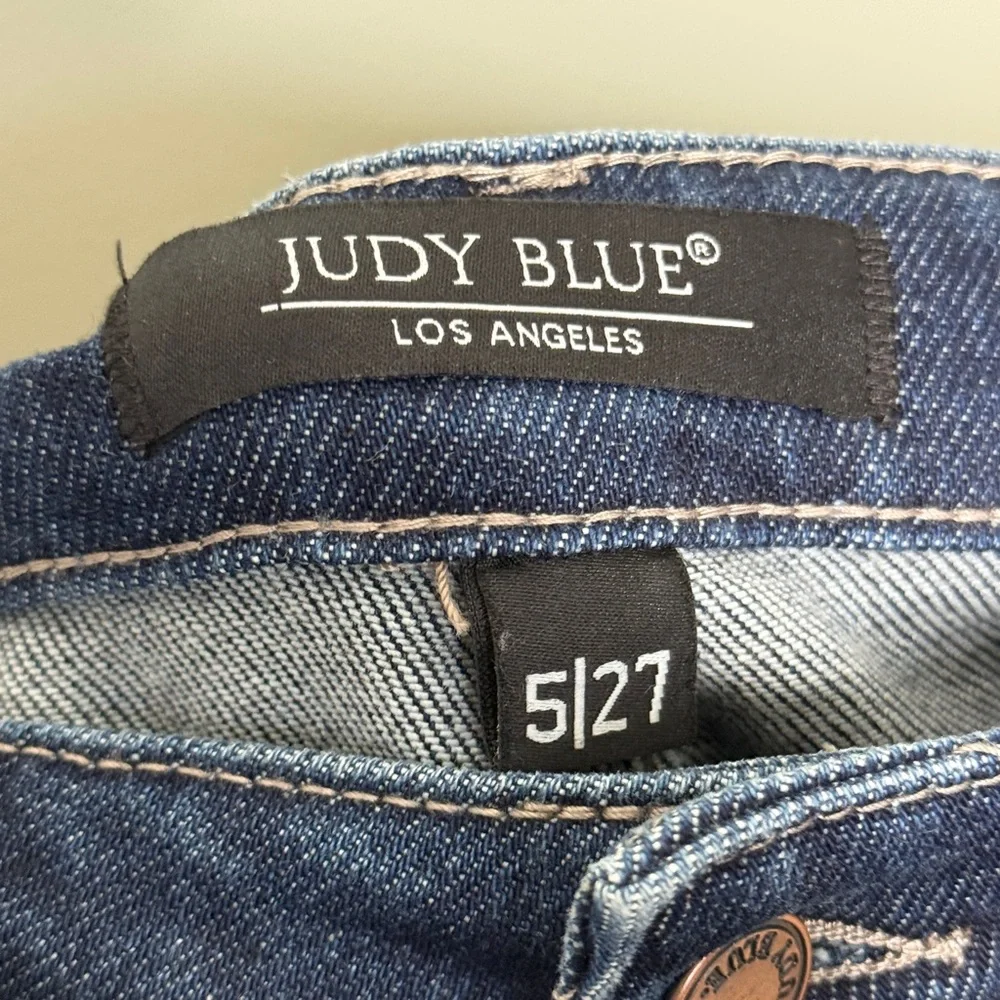 Judy Blue Women’s High Waist Cropped Straight Fit Side Slit Jeans‎ Blue Size 27